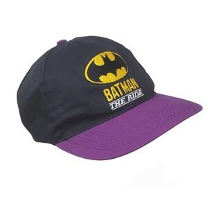 Vtg 90's Batman The Ride Six Flags Rollercoaster Snapback Hat Adjustable Cap